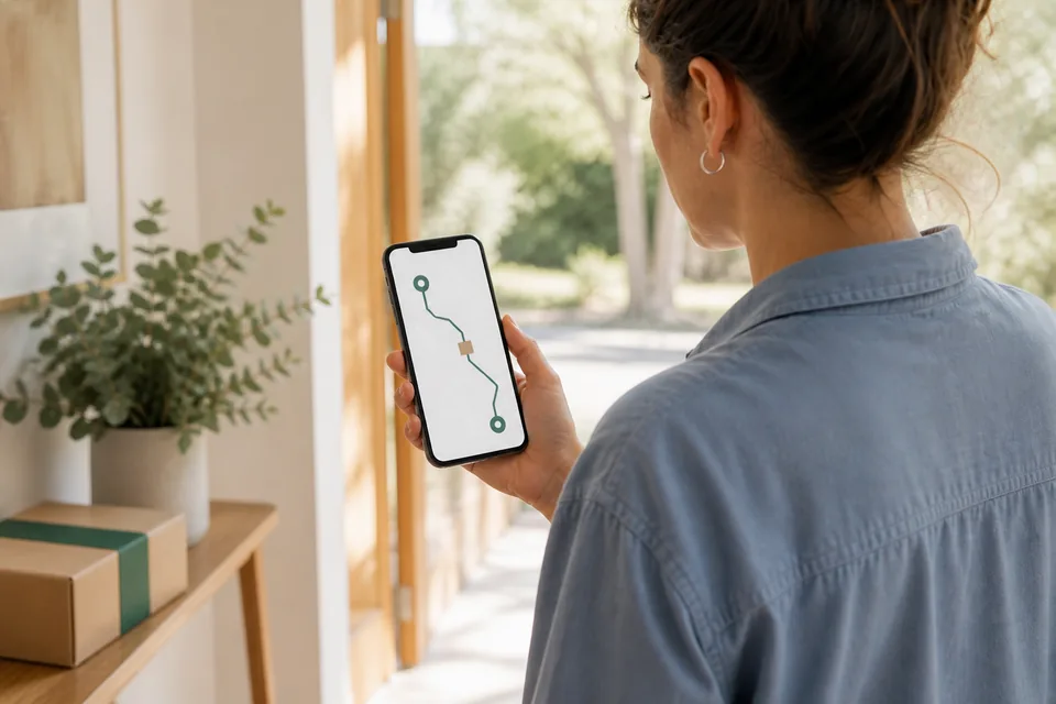 The sender following the parcel route on a phone
